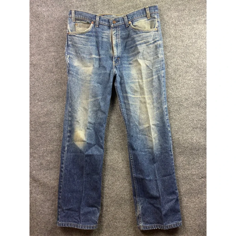 Vintage Levis 505 Jeans Mens 36x30 Blue Orange Tab Straight Leg Distressed